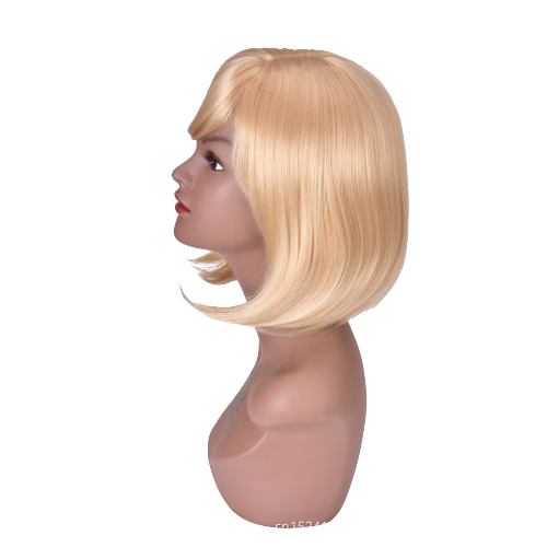 short golden color bob wig with bang